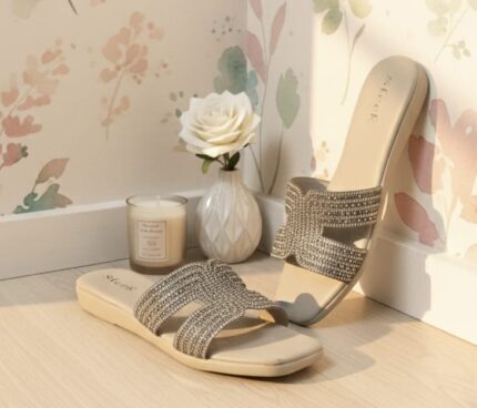 Embellished Party Open Toe Flats